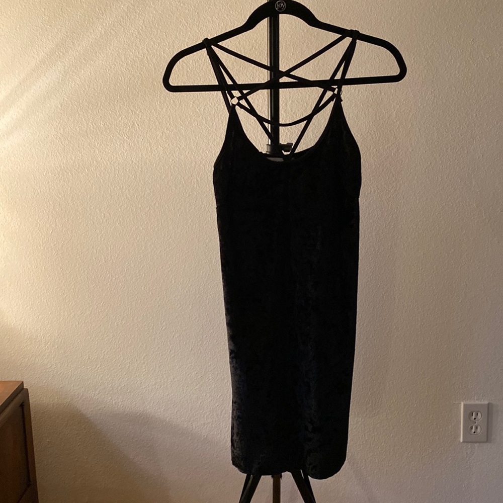 Reverse velvet stretch mini dress